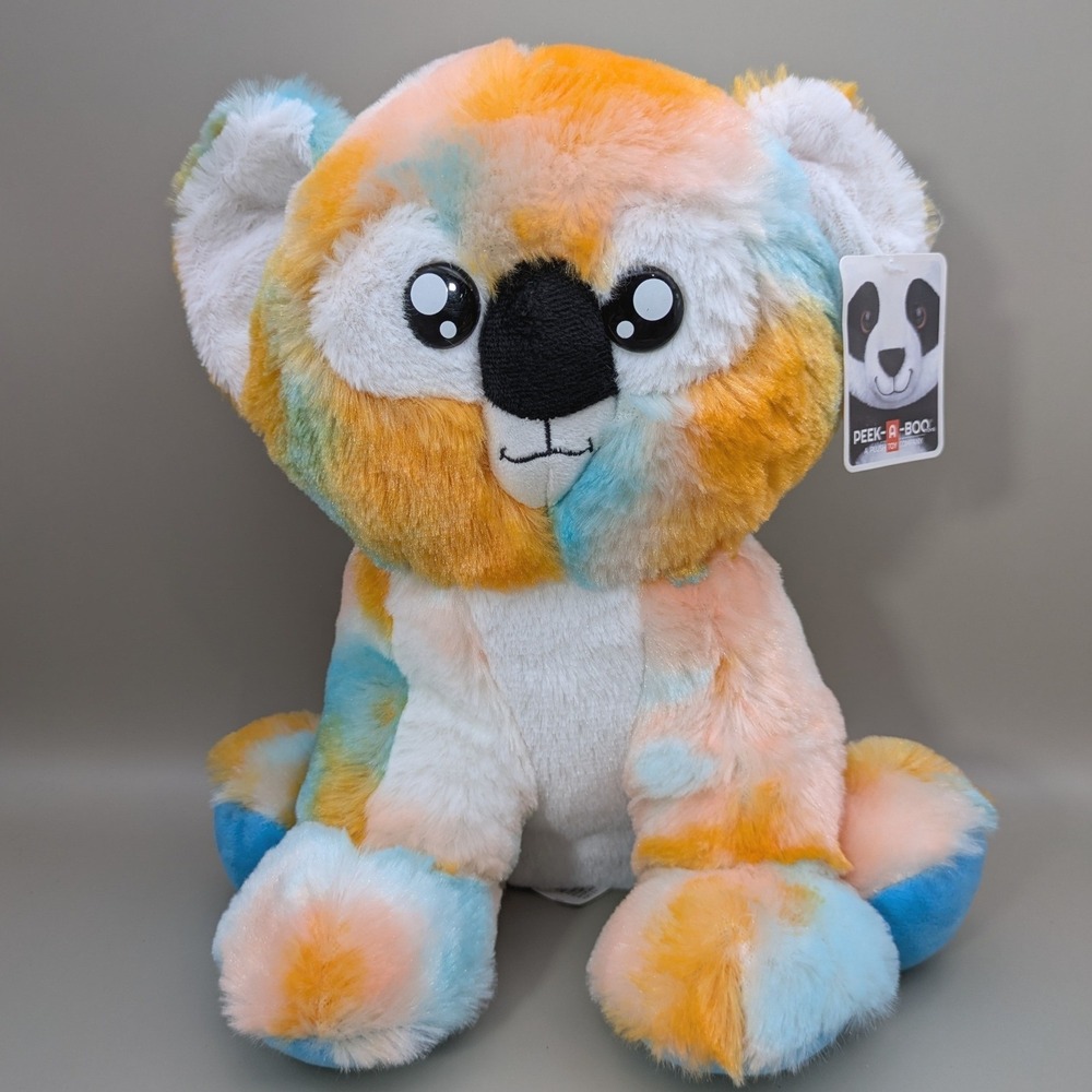 Peek-A-Boo Toys Blue Orange‎ Tie Dyed 10" Koala Bear Plush Stuffed Animal